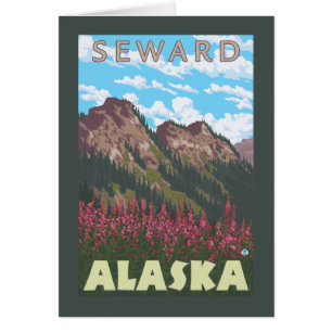 Fireweed & Mountains - Seward, Alaska