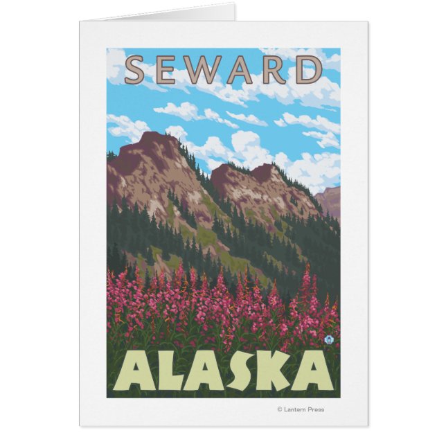 Fireweed & Mountains - Seward, Alaska (Front)