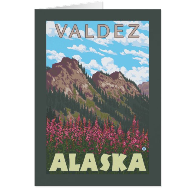 Fireweed & Mountains - Valdez, Alaska (Front)