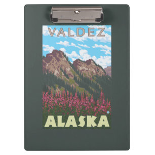 Fireweed & Mountains - Valdez, Alaska Clipboard