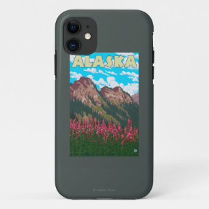 Fireweed with Mountains Vintage Travel Poster iPhone 11 Case