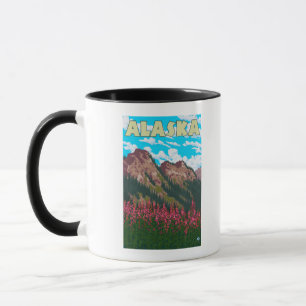 Fireweed with Mountains Vintage Travel Poster Mug