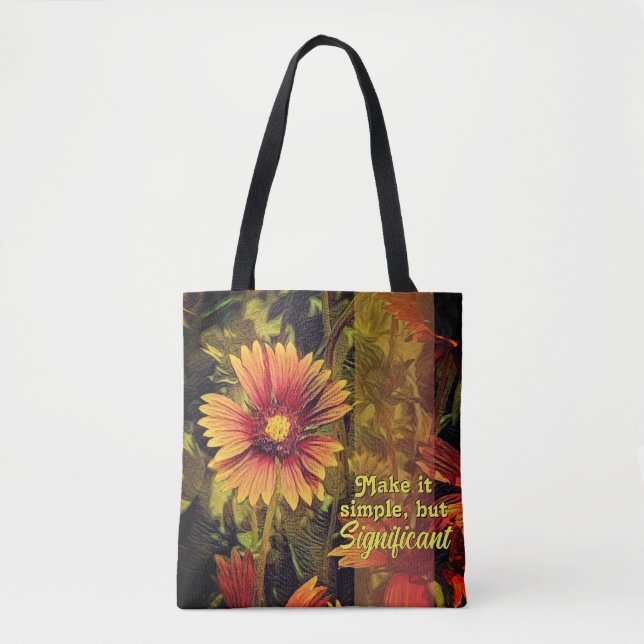 Firewheel Flower Inspiration Phrase Tote Bag (Front)