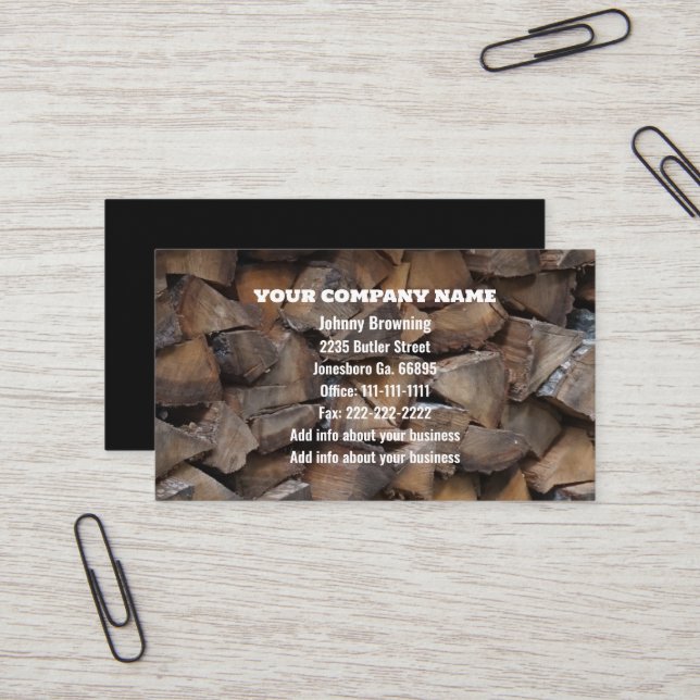 Firewood Business Card (Front/Back In Situ)