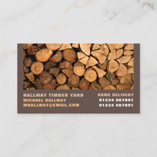 Firewood, Lumber/Timber/Wood Yard Business Card (Front)