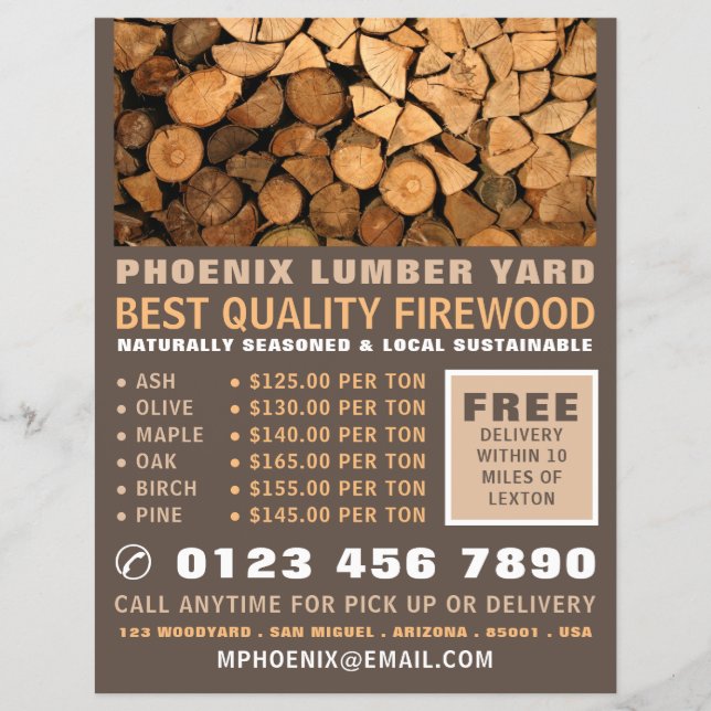 Firewood, Lumber/Timber/Wood Yard Flyer (Front)
