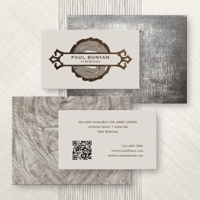 Firewood Lumberjack Tree Service Business Card (Creator Uploaded)