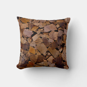 Firewood rustic cabin wood grain tree bark pattern cushion
