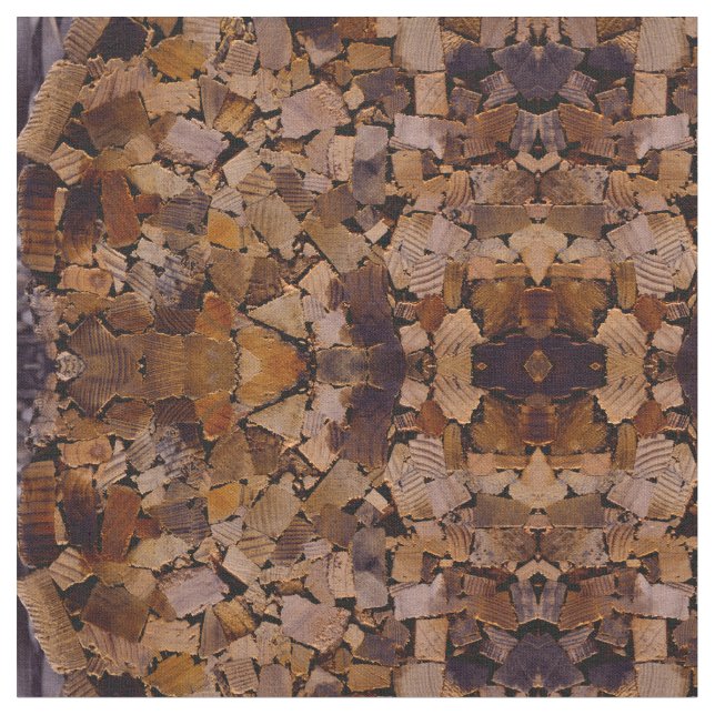 Firewood rustic cabin wood grain tree bark pattern fabric (Close Up)