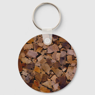 Firewood rustic cabin wood grain tree bark pattern key ring