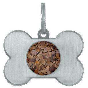 Firewood rustic cabin wood grain tree bark pattern pet ID tag