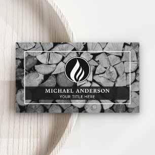 Firewood Wooden Logs Fireplace Installation Business Card