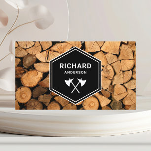 Firewood Wooden Logs Tree Service Axe Business Card