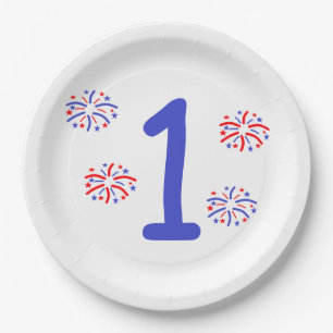 Firework 1st Birthday Paper Plate