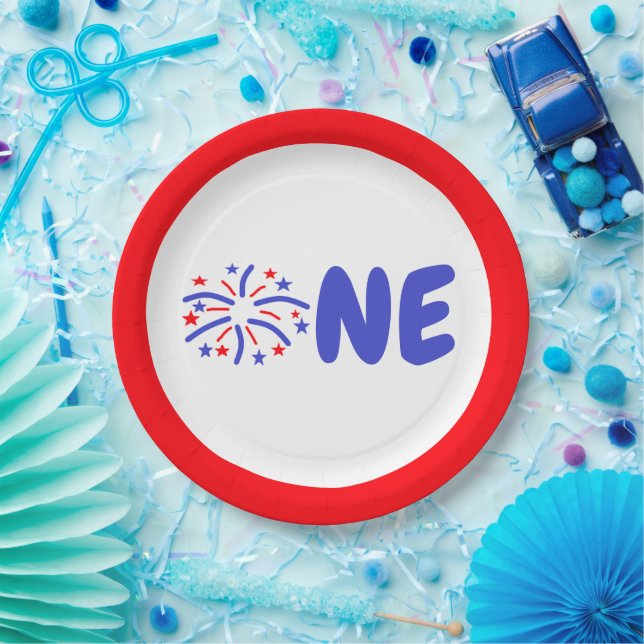 Firework 1st Birthday Paper Plate (Party)