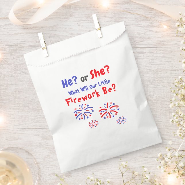 Firework American Gender Reveal Favour Bag (Clipped)