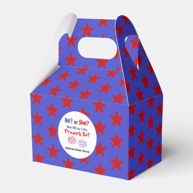 Firework American Gender Reveal Favour Box (Front Side)