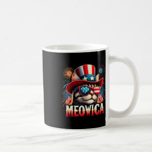 Firework Cat Funny Patriotic Kitty Cat Meowica 4th Coffee Mug