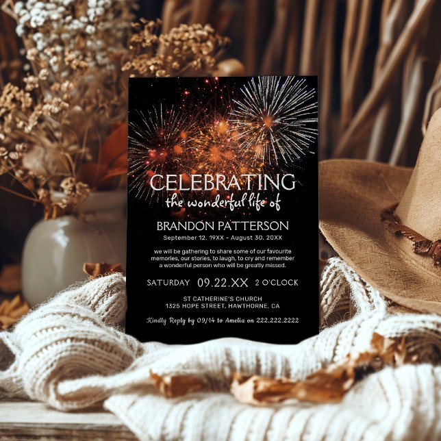 Firework Celebration of Life | Funeral Invitation (Creator Uploaded)