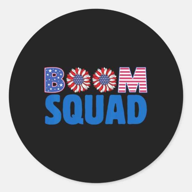 Firework Director Funny 4th Of July Boom Squad.  Classic Round Sticker (Front)