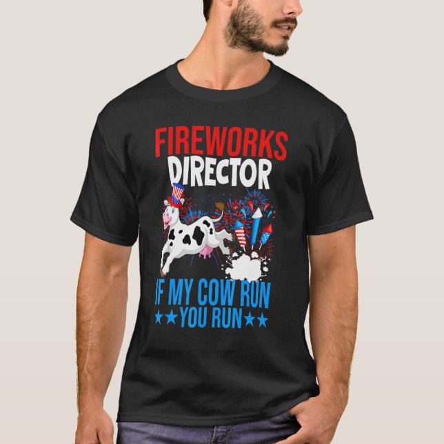 Firework Director Happy 4th Of July American Flag  T-Shirt (Front)