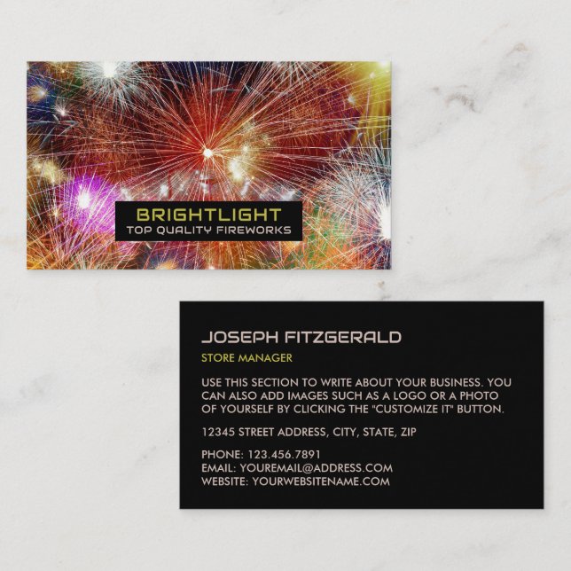 Firework Display, Fireworks Sales Business Card (Front/Back)