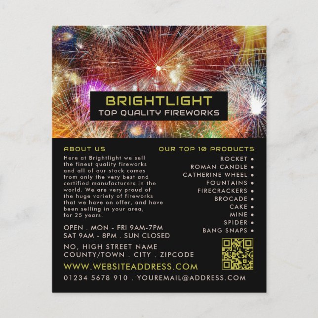 Firework Display, Fireworks Sales Flyer (Front)