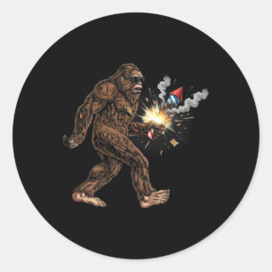 Firework Fail 4th Of July Bigfoot Usa Funny Sasqua Classic Round Sticker