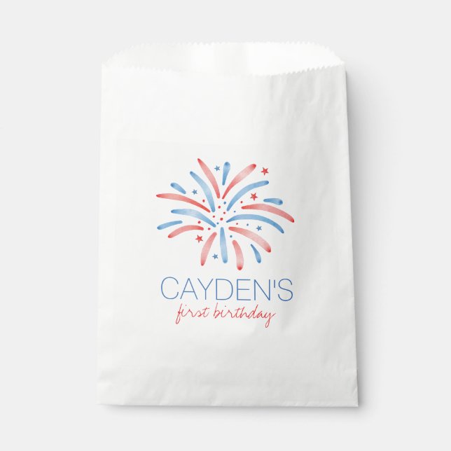 Firework Fourth of July Birthday Favour Bag (Front)
