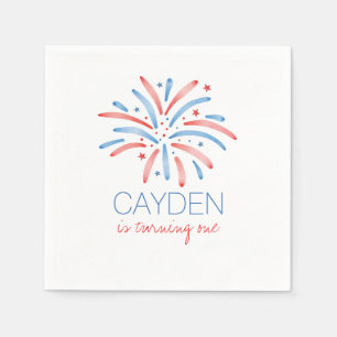 Firework Fourth of July Birthday Napkin