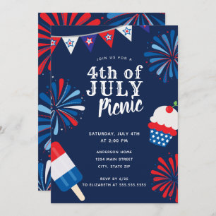 Firework Fourth of July Picnic Invitation