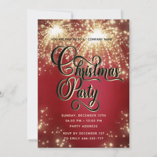 Firework gold corporate Christmas party Invitation
