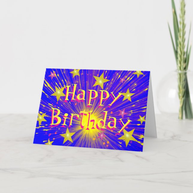Firework 'Happy Birthday' greetings card (Front)