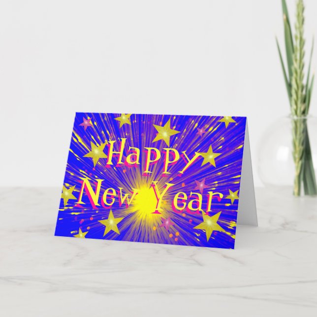 Firework 'Happy New Year' greetings card (Front)