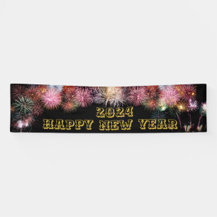 Firework Happy New Year long Banner