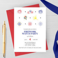 Firework Icons 4th of July Party Invitation