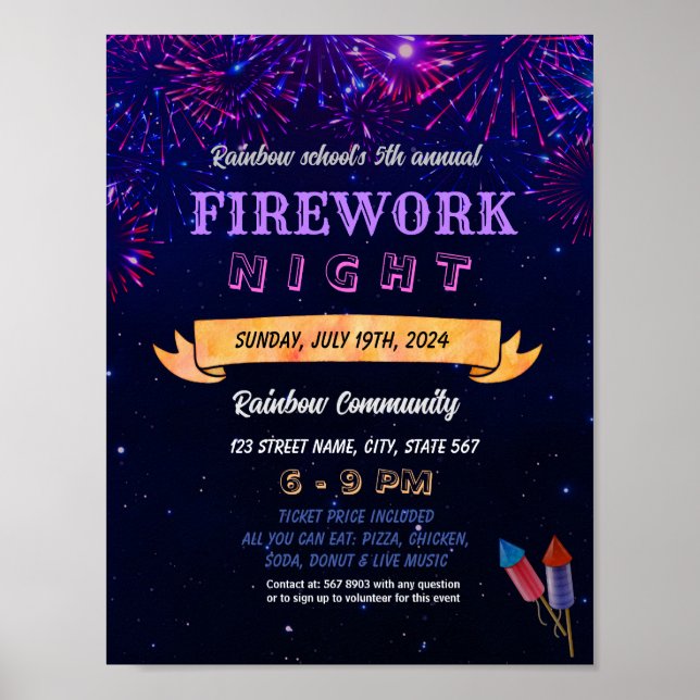 firework night event flyer poster (Front)