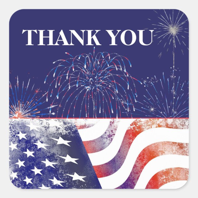 Firework Patriotic Veteran Day  Thank You  Square Sticker (Front)