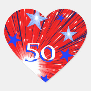 Firework Red White Blue 'Age' sticker heart