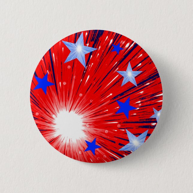 Firework Red White Blue button round (Front)