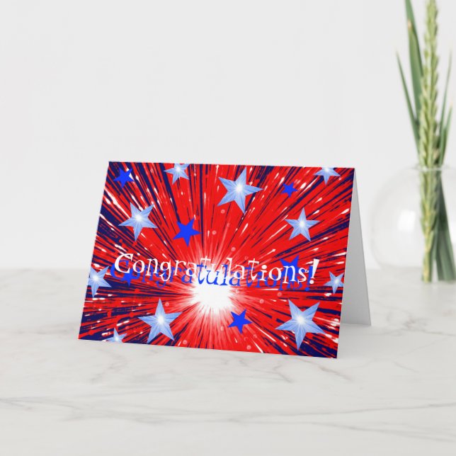 Firework Red White Blue 'Congratulations!' card (Front)