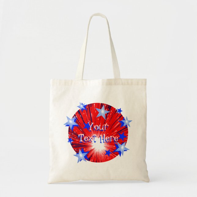 Firework Red White Blue Round 'Your Text' bag (Front)