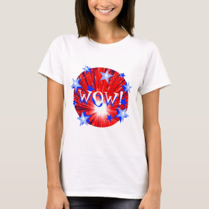 Firework Red White Blue 'WOW!' t-shirt ladies