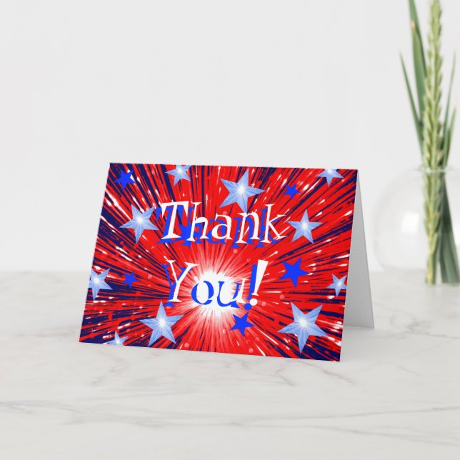 Firework Red White Blue'Thank You!' card (Front)