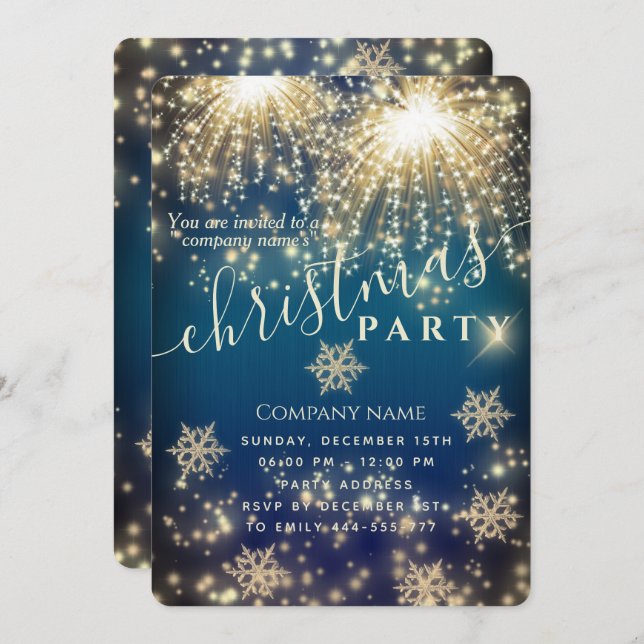 Firework Sparkle luxury corporate Christmas party  Invitation (Front/Back)