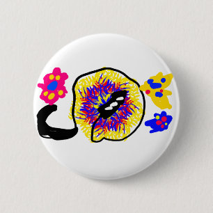 Firework style joy 6 cm round badge