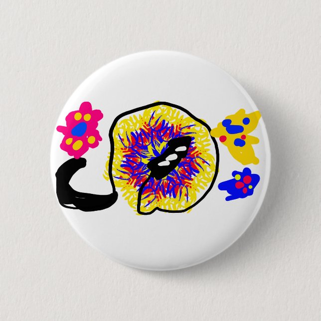 Firework style joy 6 cm round badge (Front)