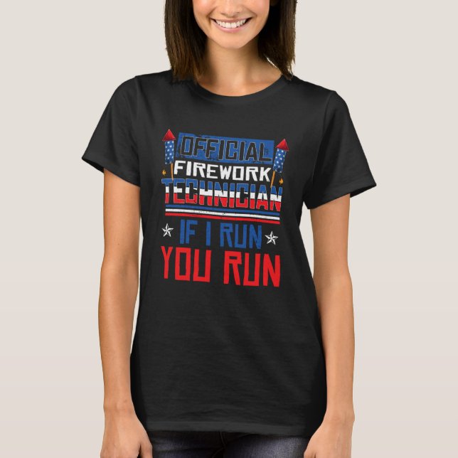 Firework Technician 4th Of July American Flag T-Shirt (Front)