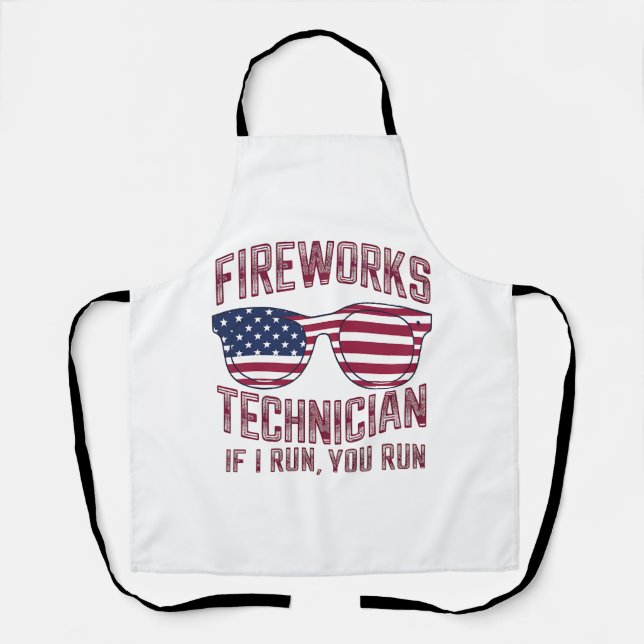 Firework Technician 4Th Of July Funny Usa Apron (Front)
