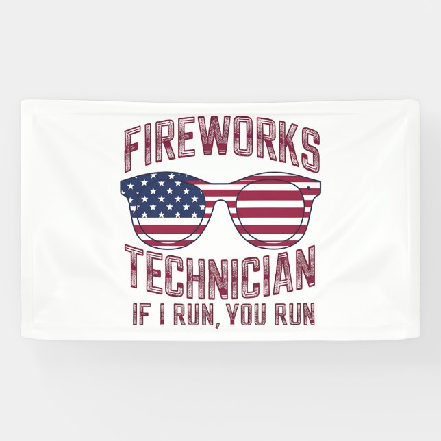 Firework Technician 4Th Of July Funny Usa Banner (Horizontal)